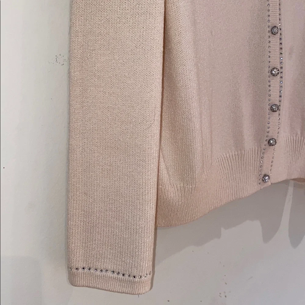 St. John Evening cream v-neck cardigan rhinestone strum & buttons Sz 10